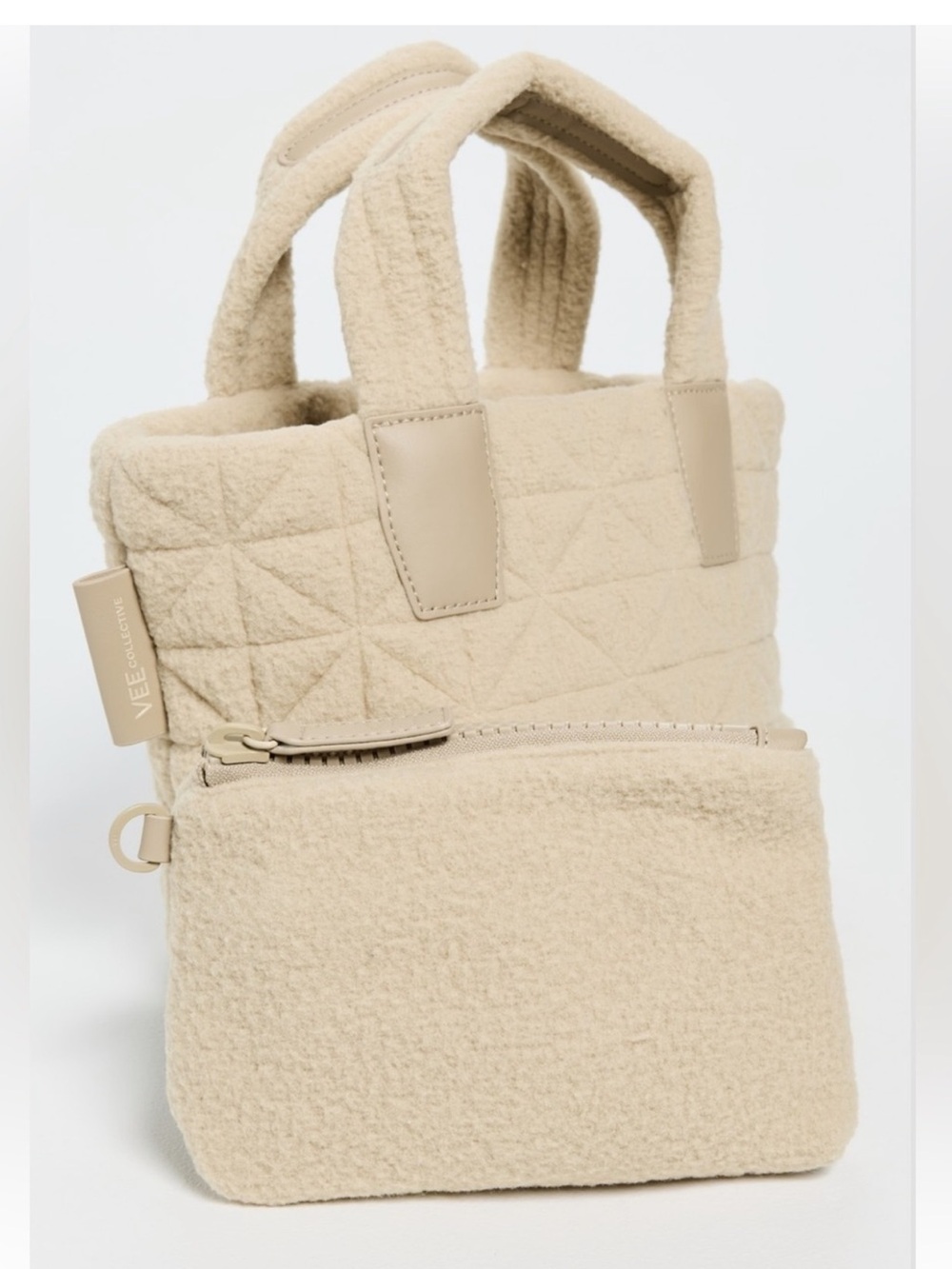 NEW VEE COLLECTIVE SHERPA MINI VEE TOTE CREAM - Picture 6 of 7